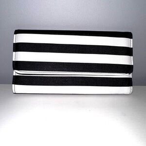 KUT FROM THE KLOTH Slim Striped Wallet, Purse, Black & White, EUC